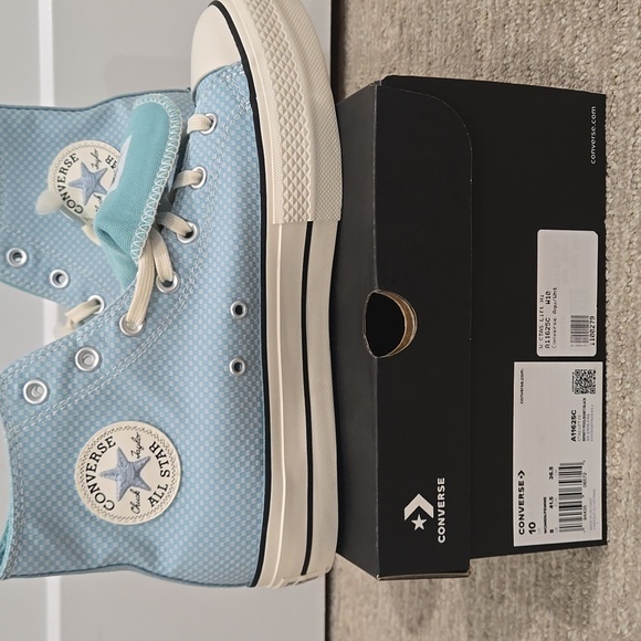 BNIB Converse Lift Platform Sneakers Aqua Check - Picture 9 of 9